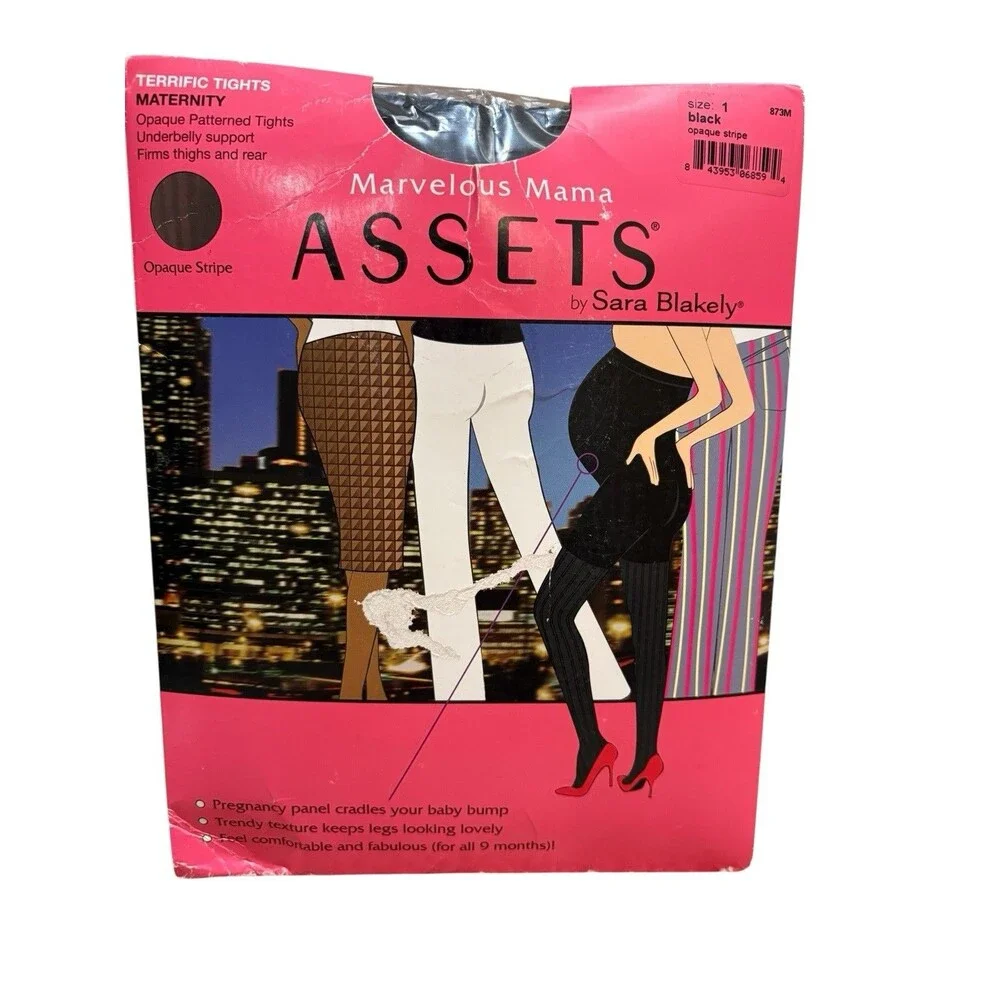 Assets Sara Blakey Marvelous Mama Terrific Tights Opaque Stripe Maternity Sz 1